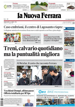 Prima pagina La Nuova Ferrara di oggi - Quotidiano regionale