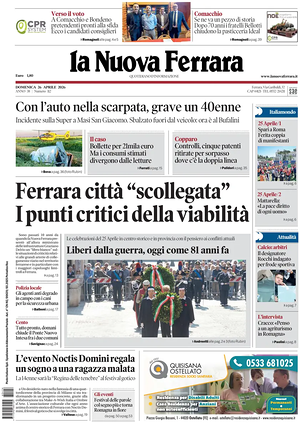 Prima pagina La Nuova Ferrara di oggi - Quotidiano regionale