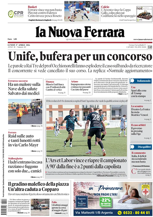 Prima pagina La Nuova Ferrara di oggi - Quotidiano regionale