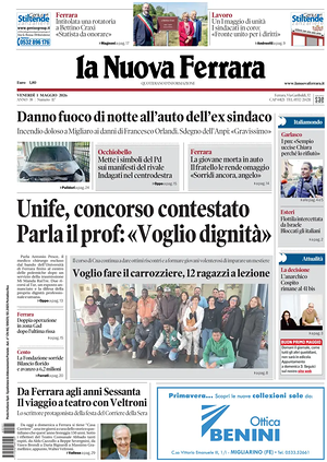 Prima pagina La Nuova Ferrara di oggi - Quotidiano regionale