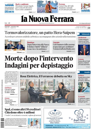 Prima pagina La Nuova Ferrara di oggi - Quotidiano regionale