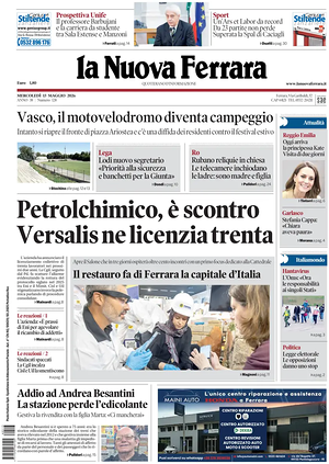 Prima pagina La Nuova Ferrara di oggi - Quotidiano regionale