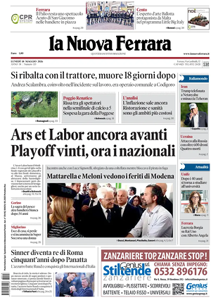 Prima pagina La Nuova Ferrara di oggi - Quotidiano regionale