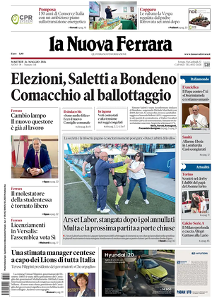 Prima pagina La Nuova Ferrara di oggi - Quotidiano regionale
