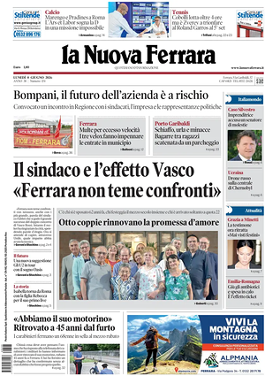 Prima pagina La Nuova Ferrara di oggi - Quotidiano regionale