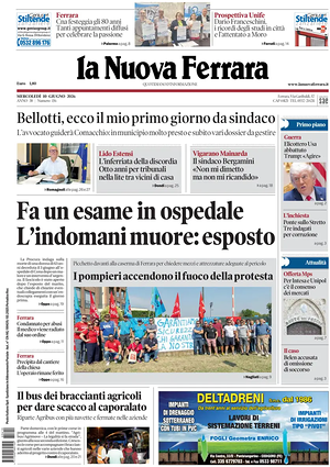 Prima pagina La Nuova Ferrara di oggi - Quotidiano regionale