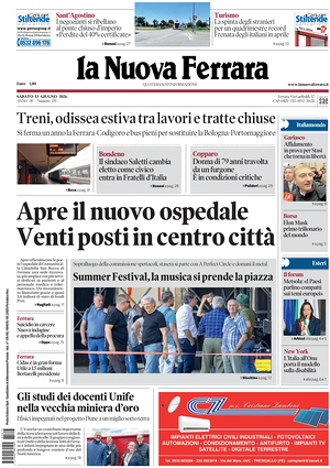 Prima pagina La Nuova Ferrara di oggi - Quotidiano regionale
