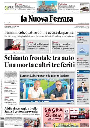 Prima pagina La Nuova Ferrara di oggi - Quotidiano regionale
