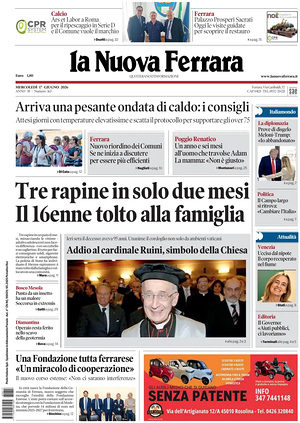 Prima pagina La Nuova Ferrara di oggi - Quotidiano regionale