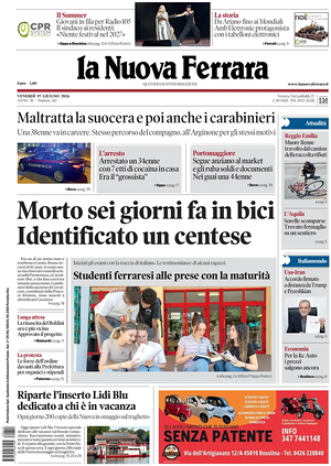 Prima pagina La Nuova Ferrara di oggi - Quotidiano regionale