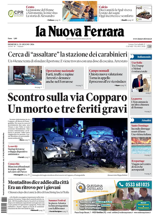 Prima pagina La Nuova Ferrara di oggi - Quotidiano regionale