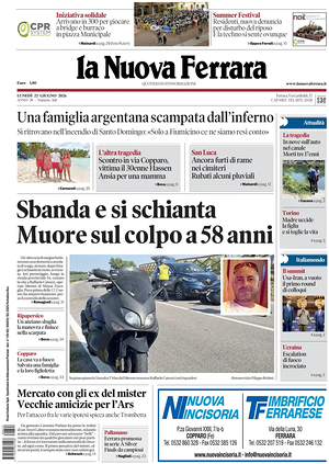Prima pagina La Nuova Ferrara di oggi - Quotidiano regionale