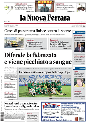 Prima pagina La Nuova Ferrara di oggi - Quotidiano regionale