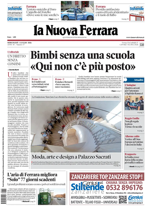 Prima pagina La Nuova Ferrara di oggi - Quotidiano regionale