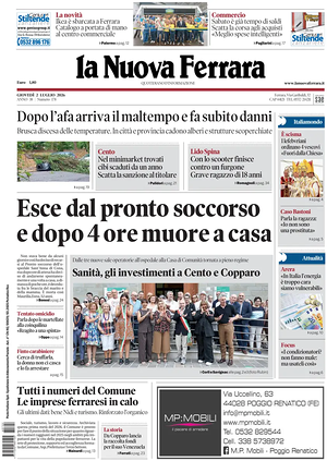Prima pagina La Nuova Ferrara di oggi - Quotidiano regionale