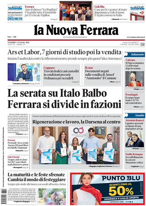 Prima pagina La Nuova Ferrara di oggi - Quotidiano regionale