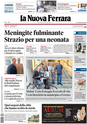 Prima pagina La Nuova Ferrara di oggi - Quotidiano regionale