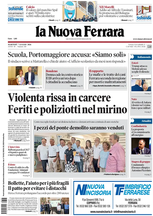 Prima pagina La Nuova Ferrara di oggi - Quotidiano regionale