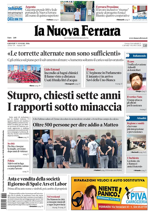Prima pagina La Nuova Ferrara di oggi - Quotidiano regionale