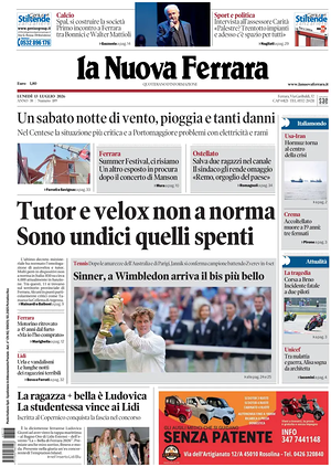 Prima pagina La Nuova Ferrara di oggi - Quotidiano regionale