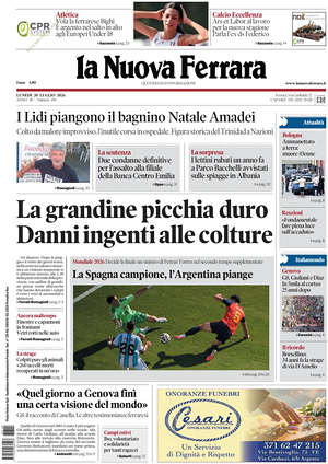 Prima pagina La Nuova Ferrara di oggi - Quotidiano regionale