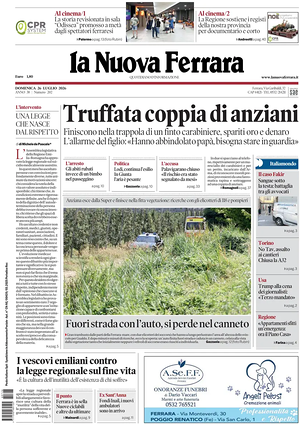 Prima pagina La Nuova Ferrara di oggi - Quotidiano regionale