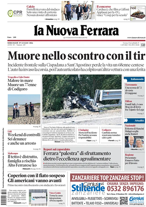 Prima pagina La Nuova Ferrara di oggi - Quotidiano regionale