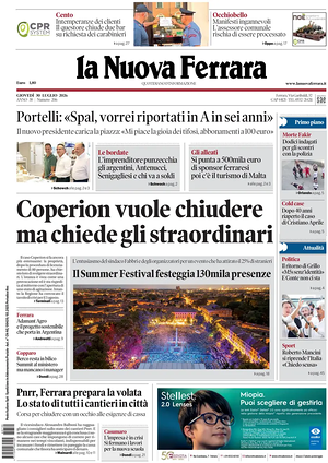 Prima pagina La Nuova Ferrara di oggi - Quotidiano regionale