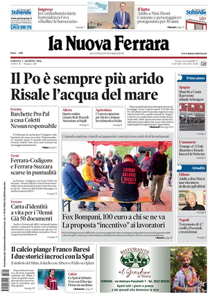 Prima pagina La Nuova Ferrara di oggi - Quotidiano regionale