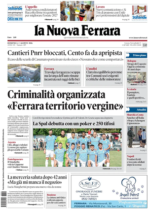 Prima pagina La Nuova Ferrara di oggi - Quotidiano regionale