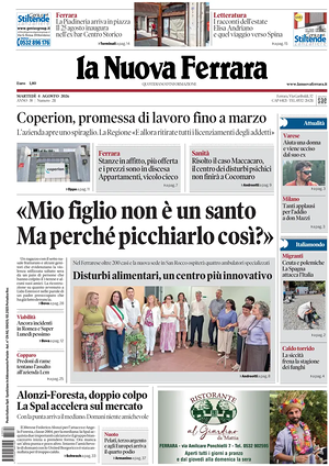 Prima pagina La Nuova Ferrara di oggi - Quotidiano regionale