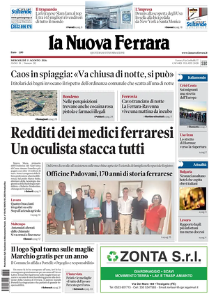 Prima pagina La Nuova Ferrara di oggi - Quotidiano regionale