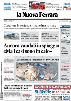 Prima pagina La Nuova Ferrara di oggi - Quotidiano regionale