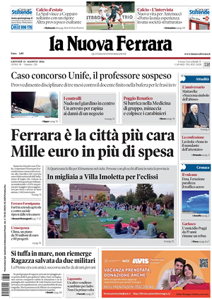 Prima pagina La Nuova Ferrara di oggi - Quotidiano regionale