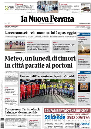 Prima pagina La Nuova Ferrara di oggi - Quotidiano regionale