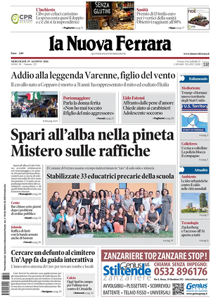 Prima pagina La Nuova Ferrara di oggi - Quotidiano regionale
