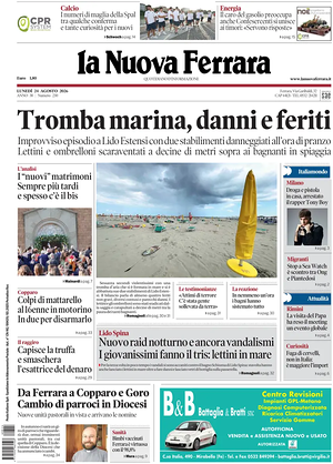 Prima pagina La Nuova Ferrara di oggi - Quotidiano regionale