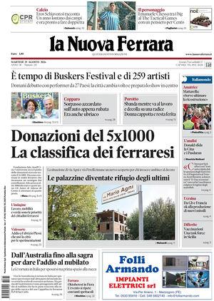 Prima pagina La Nuova Ferrara di oggi - Quotidiano regionale