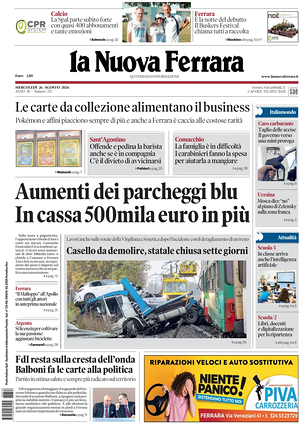 Prima pagina La Nuova Ferrara di oggi - Quotidiano regionale