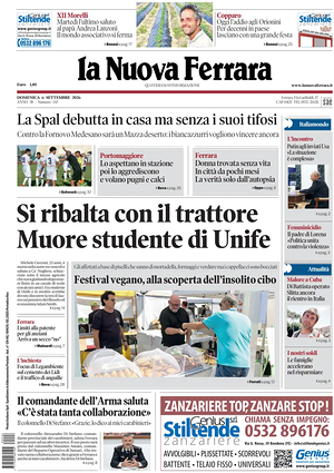 Prima pagina La Nuova Ferrara di oggi - Quotidiano regionale