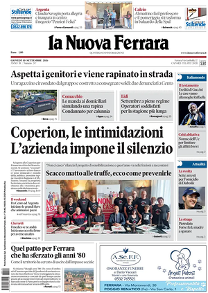 Prima pagina La Nuova Ferrara di oggi - Quotidiano regionale