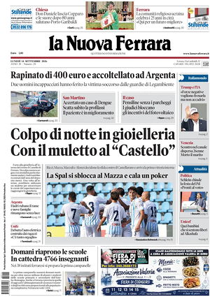 Prima pagina La Nuova Ferrara di oggi - Quotidiano regionale