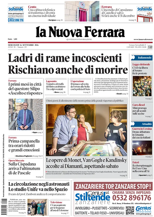 Prima pagina La Nuova Ferrara di oggi - Quotidiano regionale