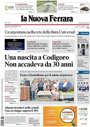 Prima pagina La Nuova Ferrara di oggi - Quotidiano regionale