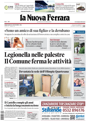 Prima pagina La Nuova Ferrara di oggi - Quotidiano regionale