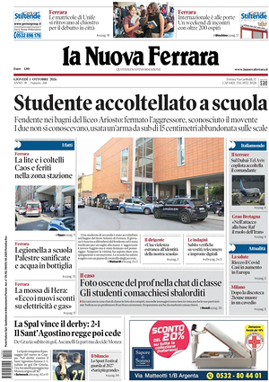 Prima pagina La Nuova Ferrara di oggi - Quotidiano regionale