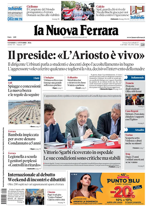 Prima pagina La Nuova Ferrara di oggi - Quotidiano regionale