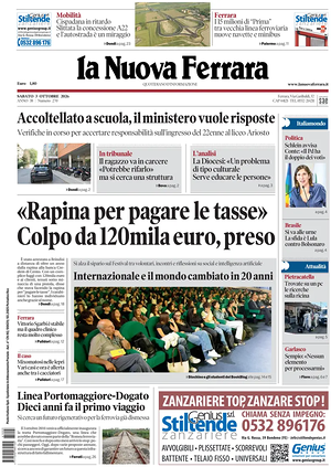 Prima pagina La Nuova Ferrara di oggi - Quotidiano regionale