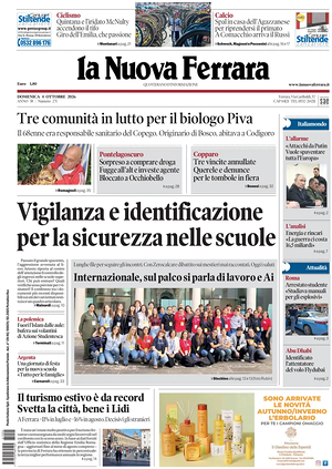 Prima pagina La Nuova Ferrara di oggi - Quotidiano regionale