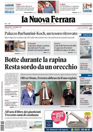 Prima pagina La Nuova Ferrara di oggi - Quotidiano regionale